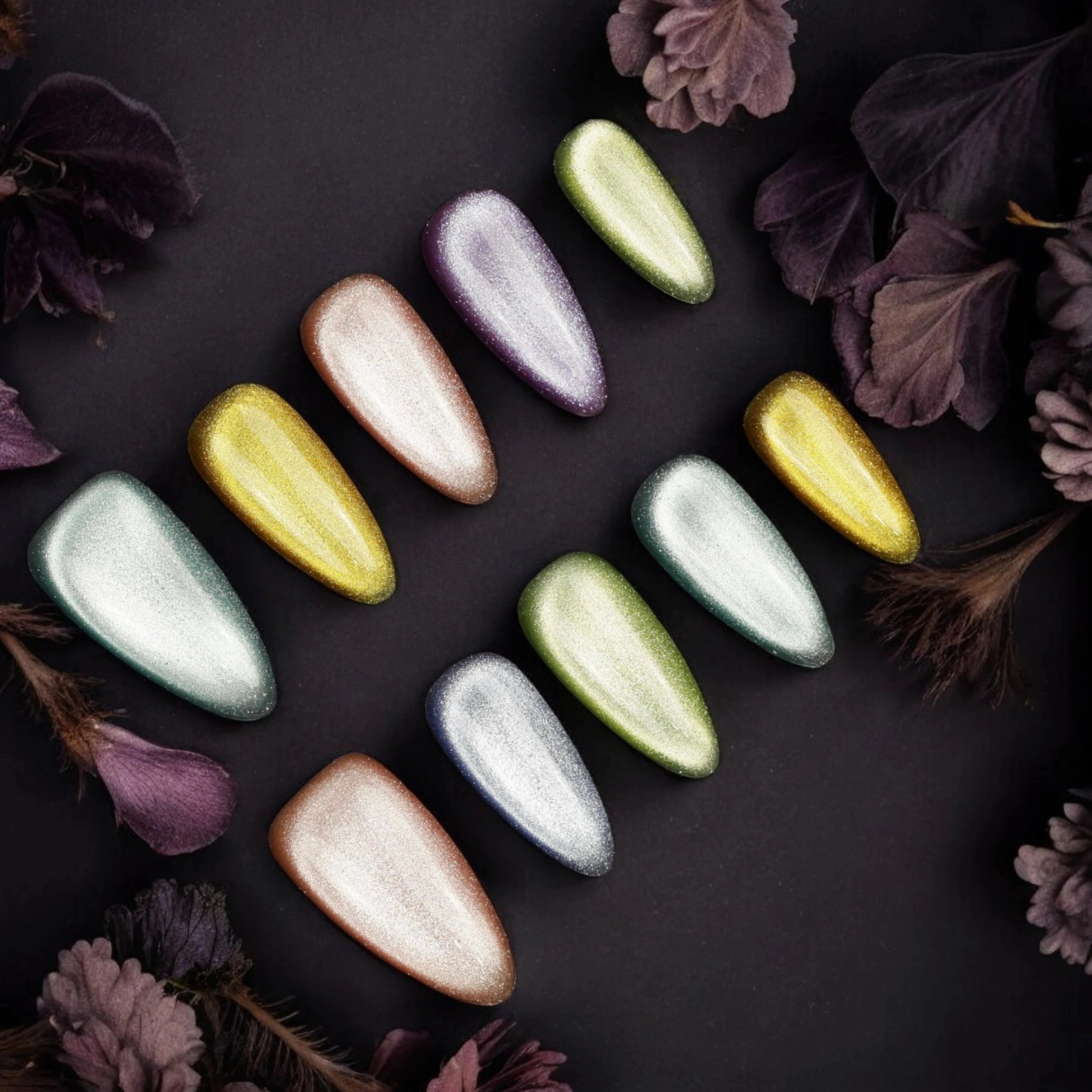 Cat’s eye press on nails — unique designs from Dress for Nails with fast delivery