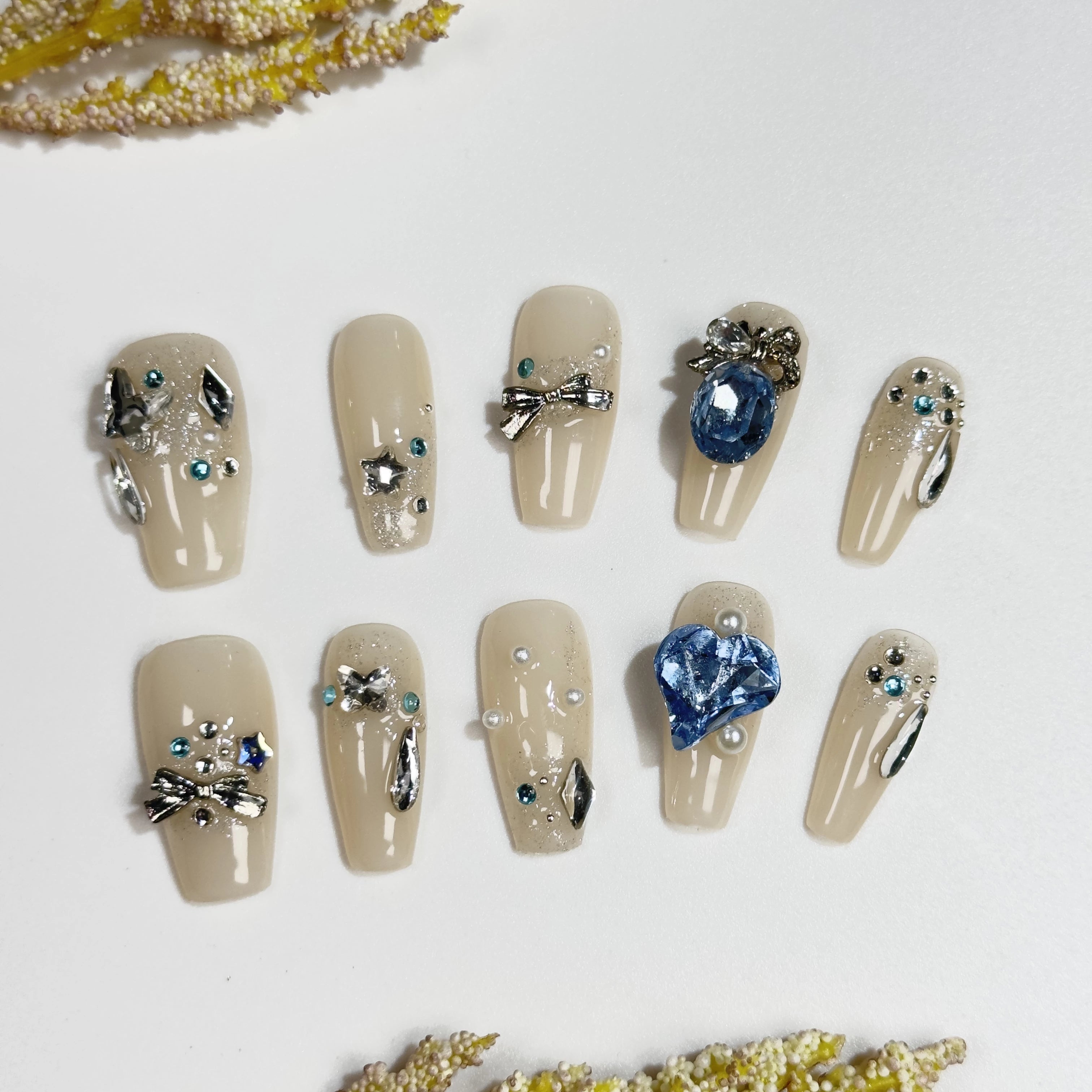 Peachy Blue Gem - Dress For Nails - Press On Nails