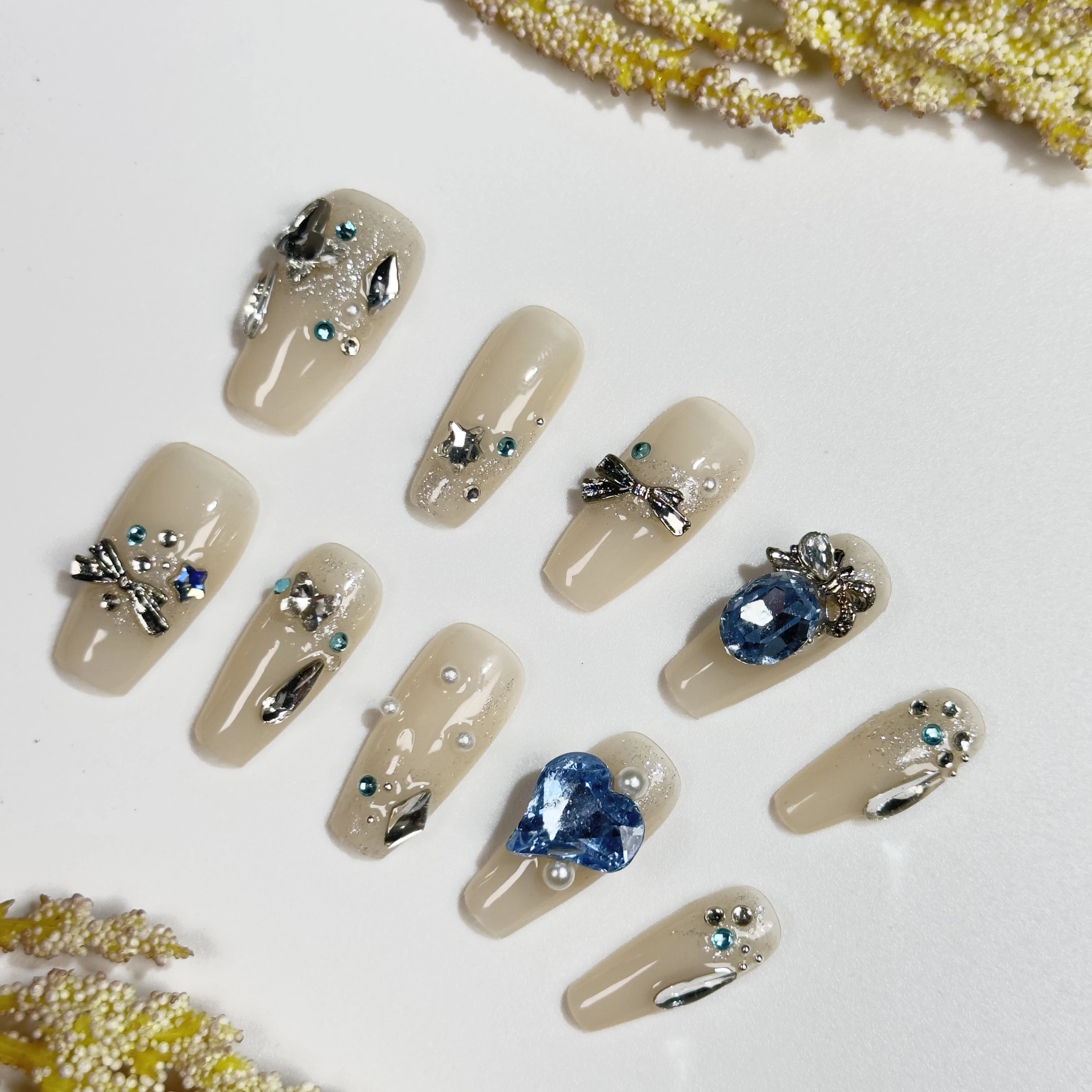 Peachy Blue Gem - Dress For Nails - Press On Nails