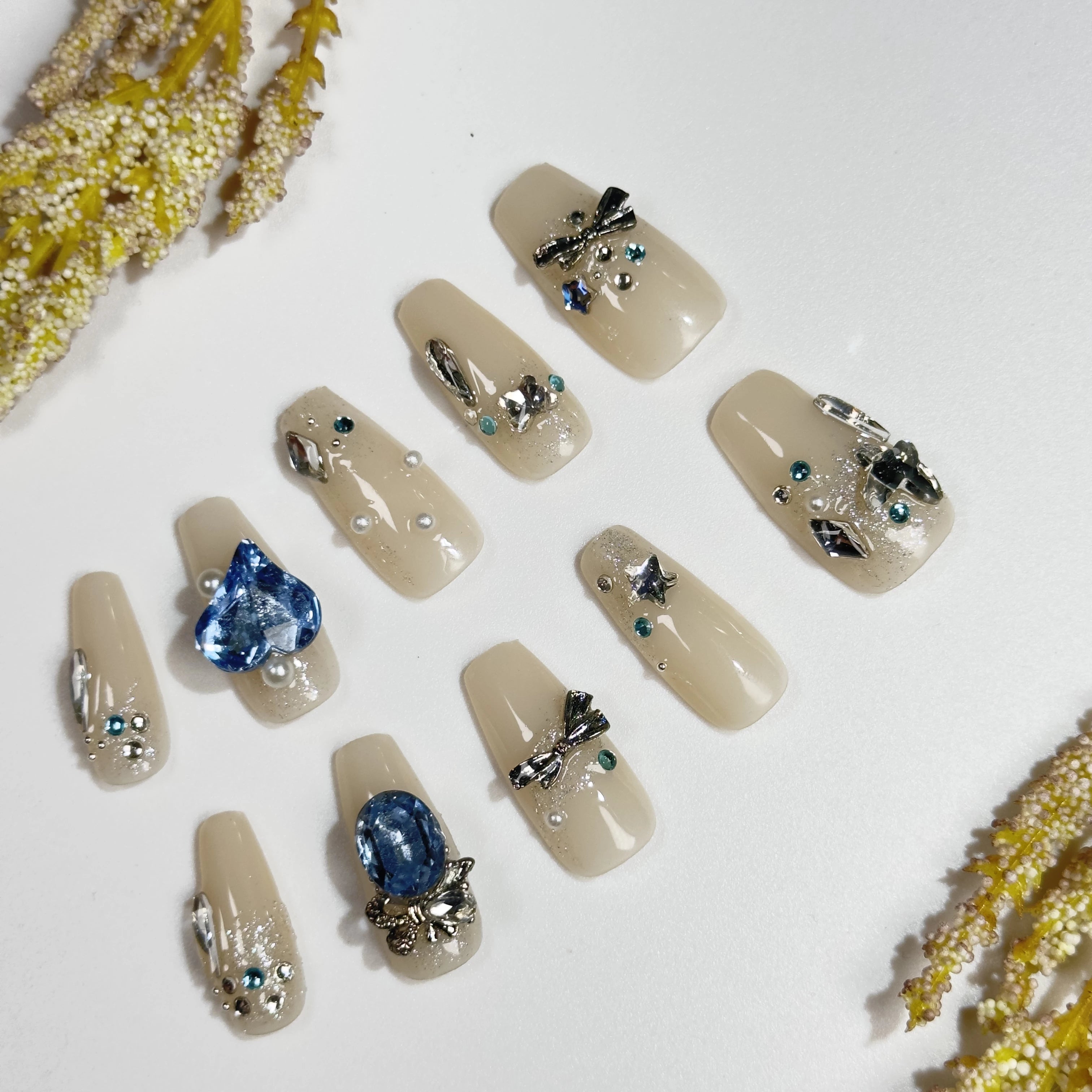 Peachy Blue Gem - Dress For Nails - Press On Nails