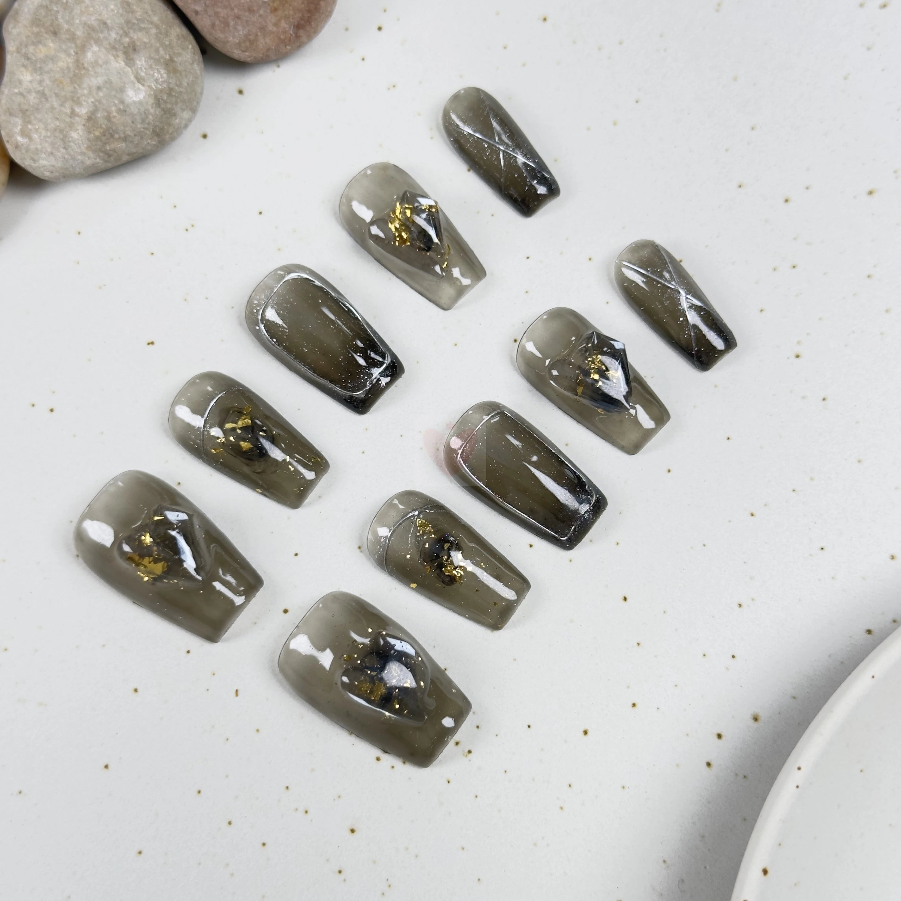 Silver Noir - Dress For Nails - Press On Nails