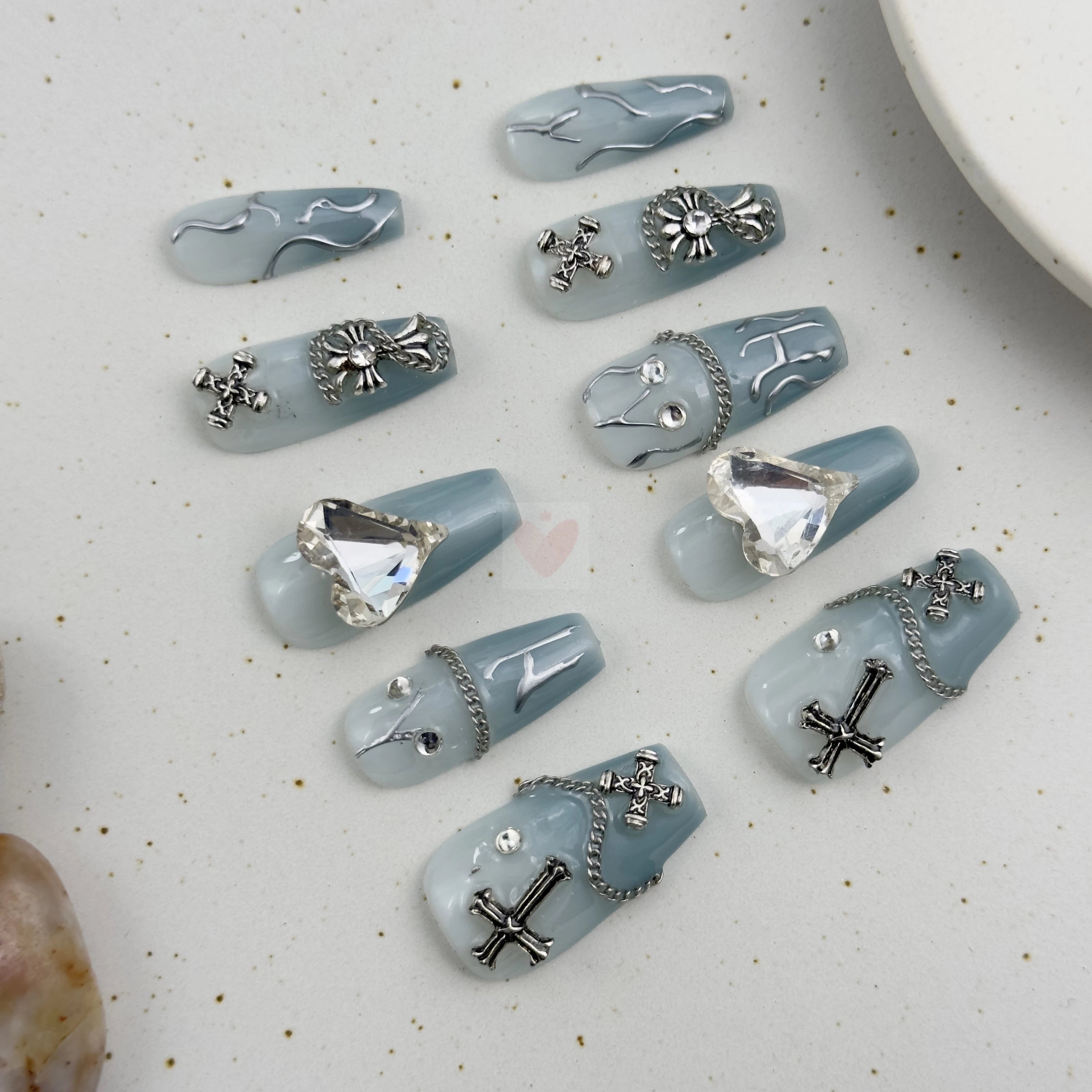 Serene Hearts - Dress For Nails - Press On Nails