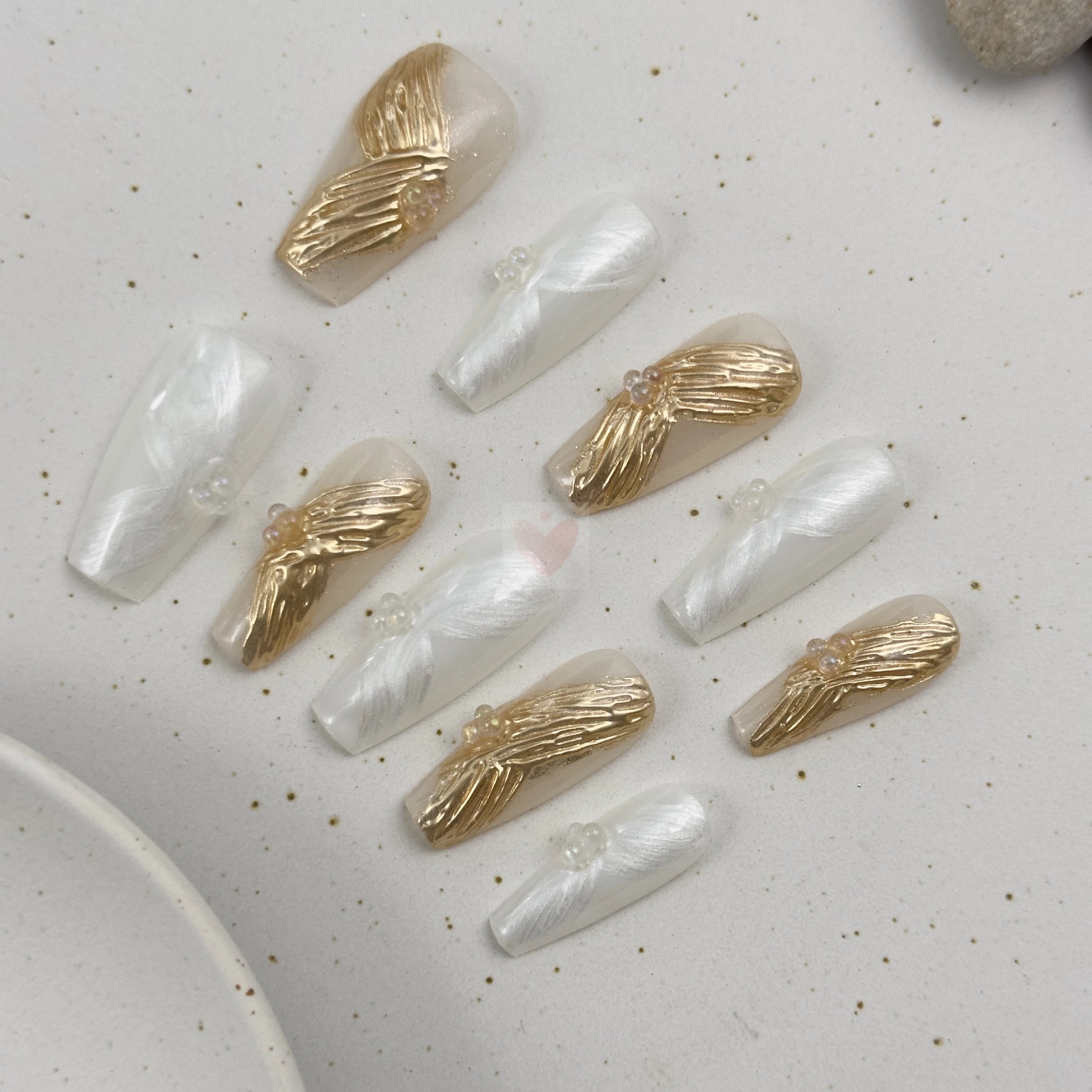 Golden Ribbon Grace - Dress For Nails - Press On Nails