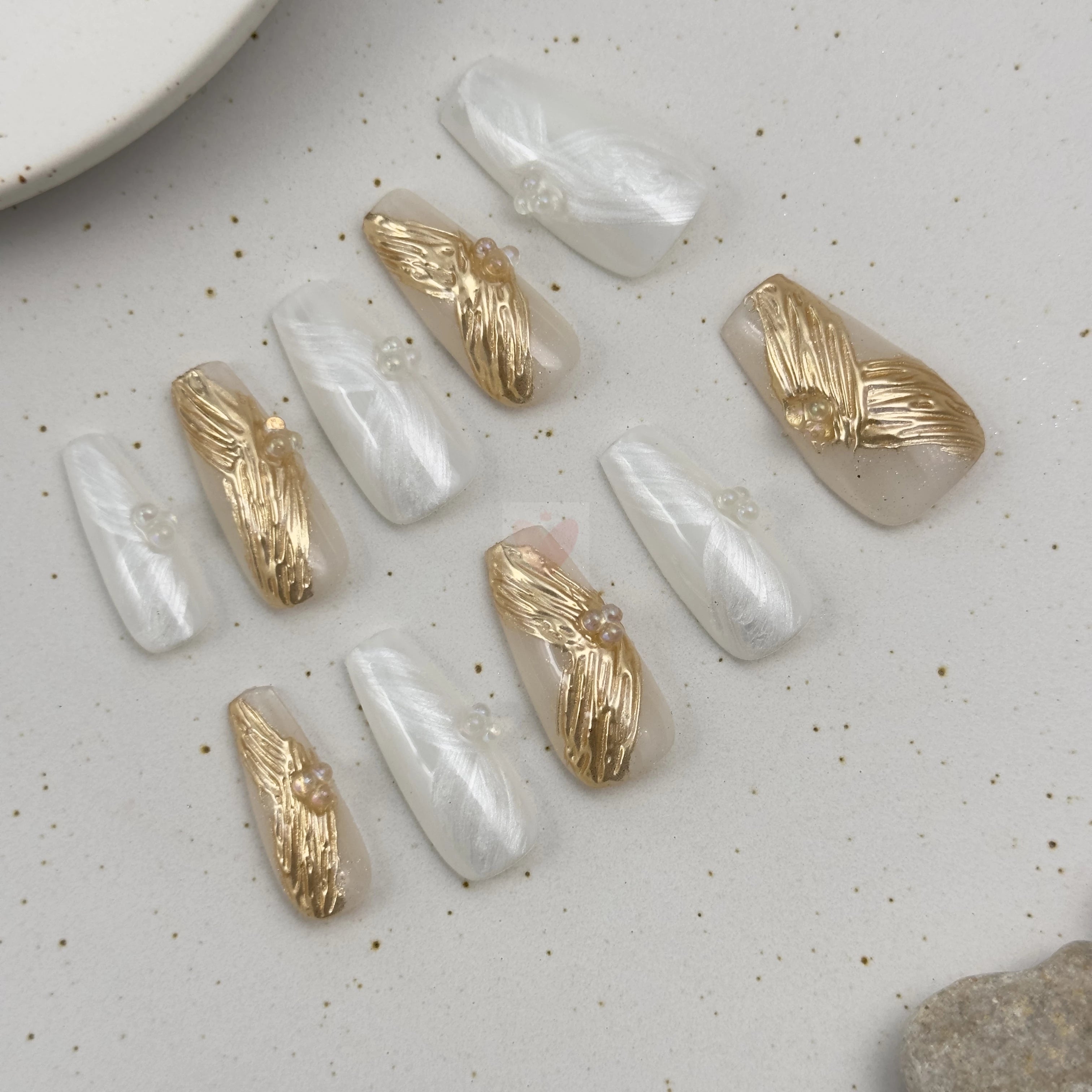 Golden Ribbon Grace - Dress For Nails - Press On Nails