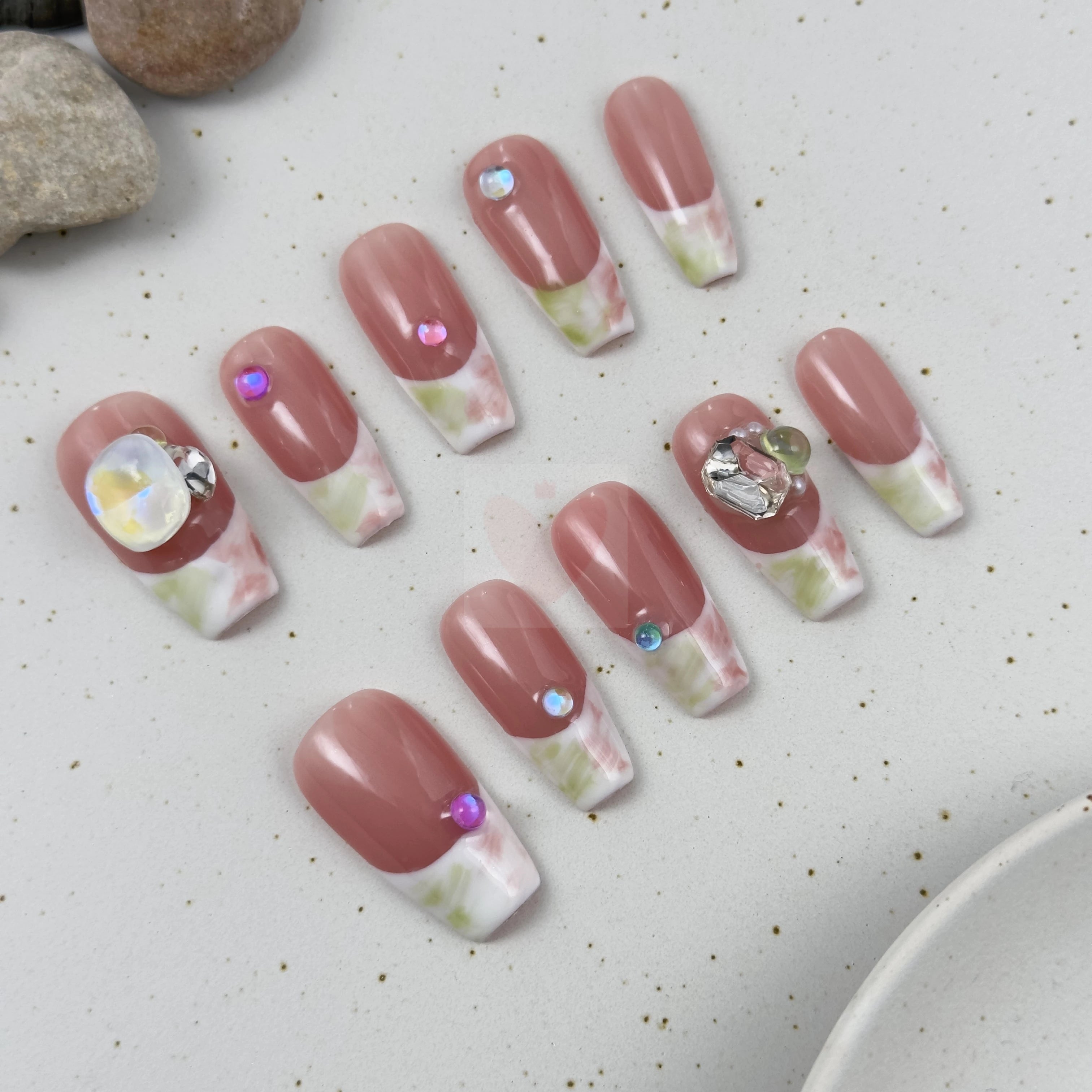 Marble Pink French - Dress For Nails - Press On Nails