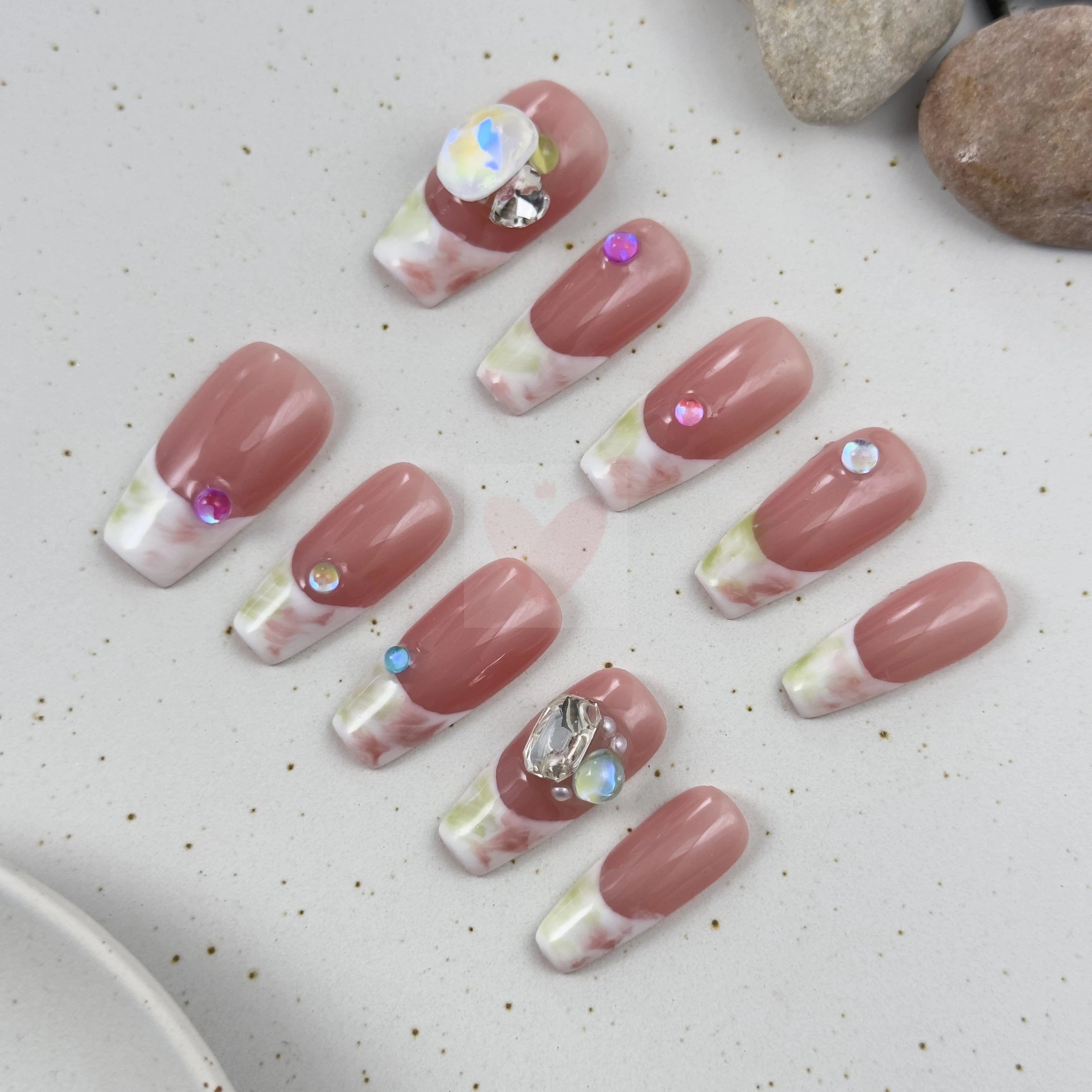 Marble Pink French - Dress For Nails - Press On Nails