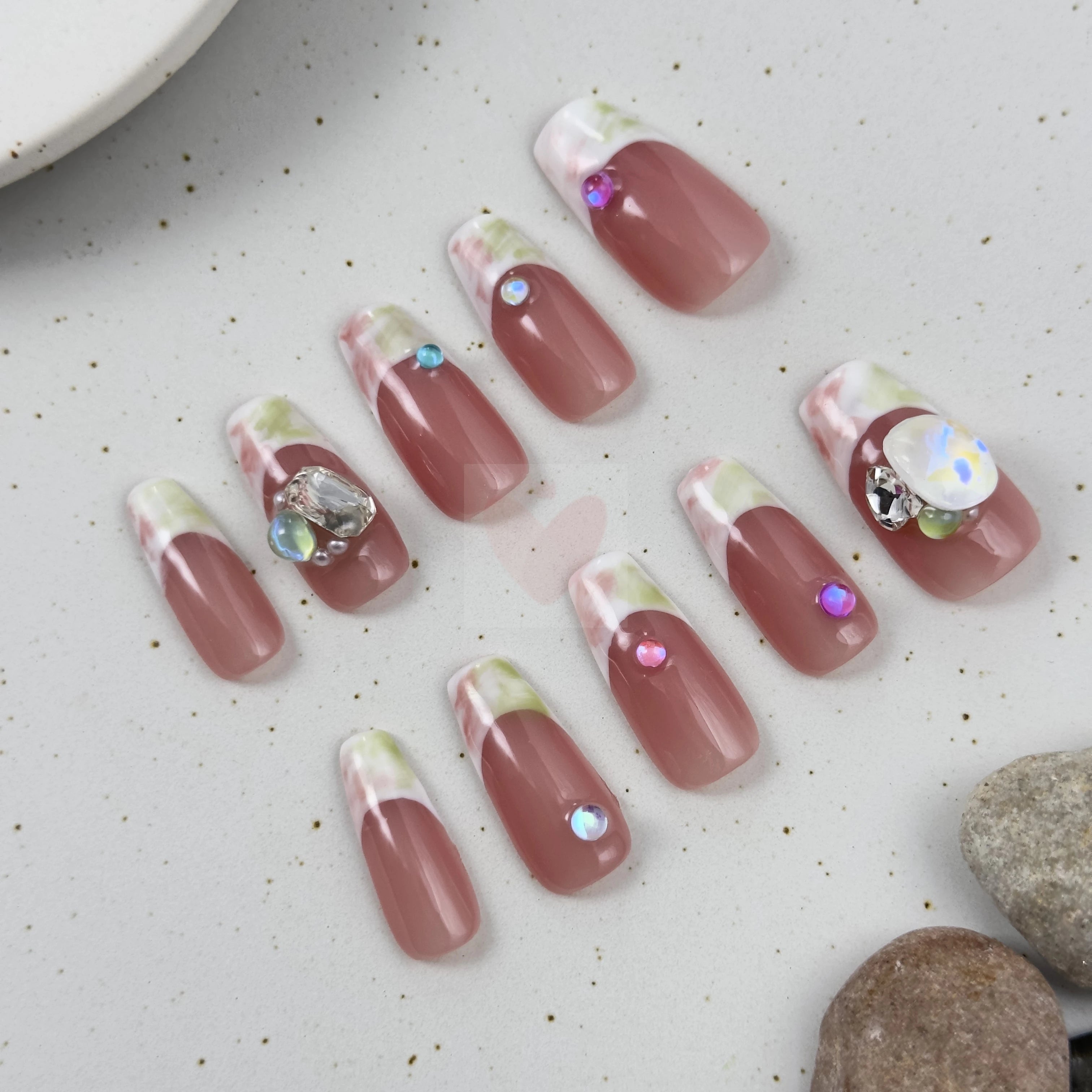Marble Pink French - Dress For Nails - Press On Nails