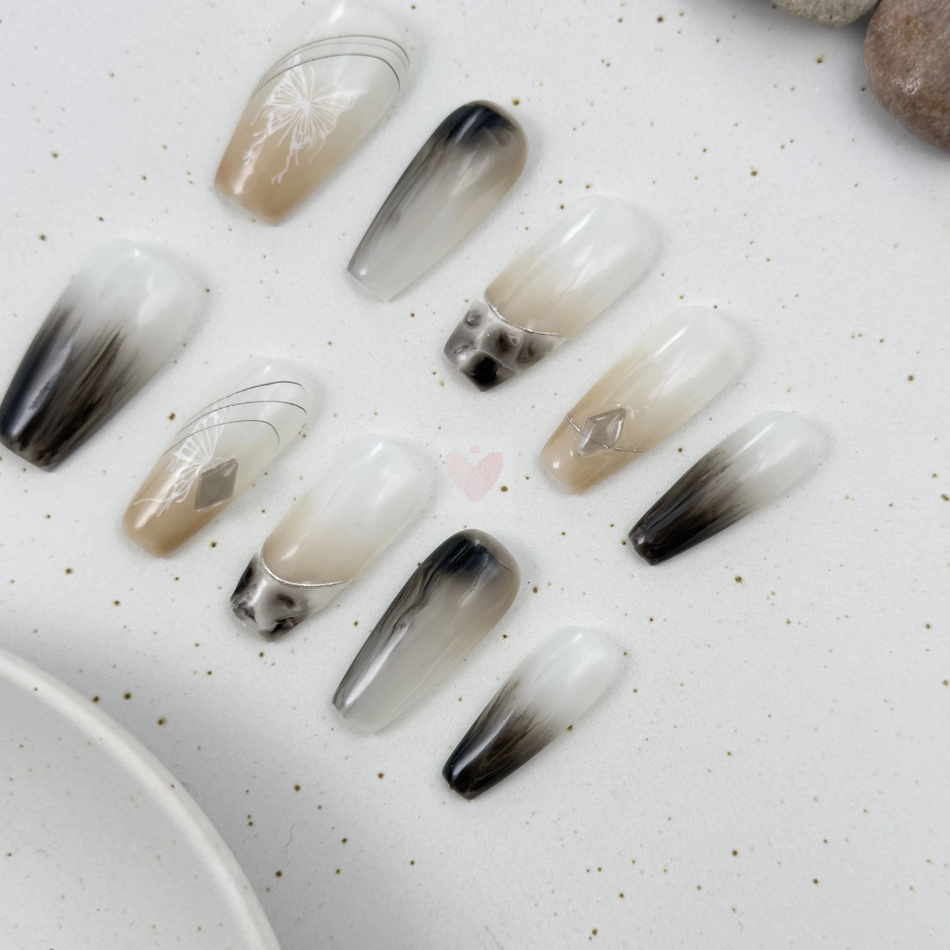 Elegant Monochrome - Dress For Nails - Press On Nails