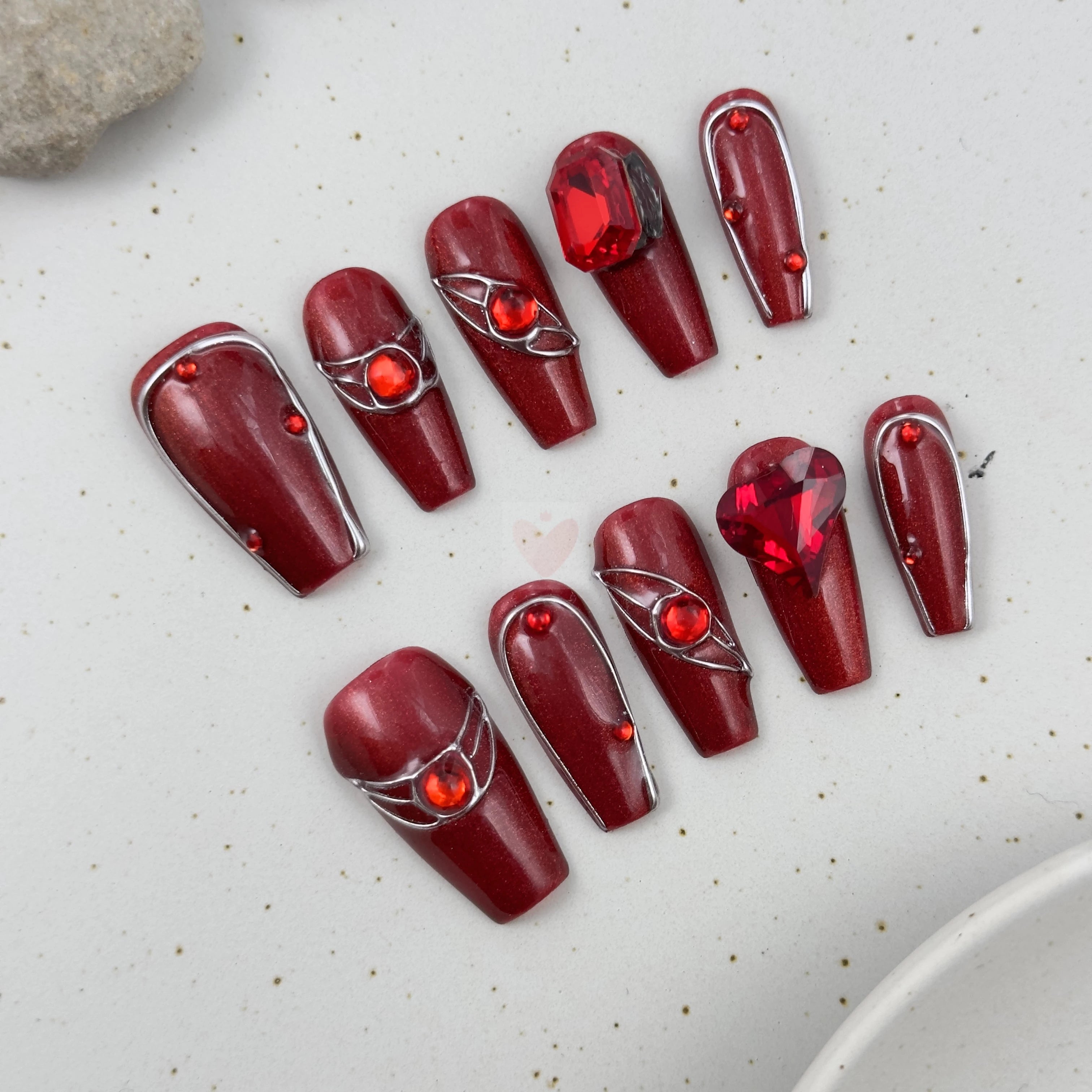 Ruby Elegance - Dress For Nails - Press On Nails