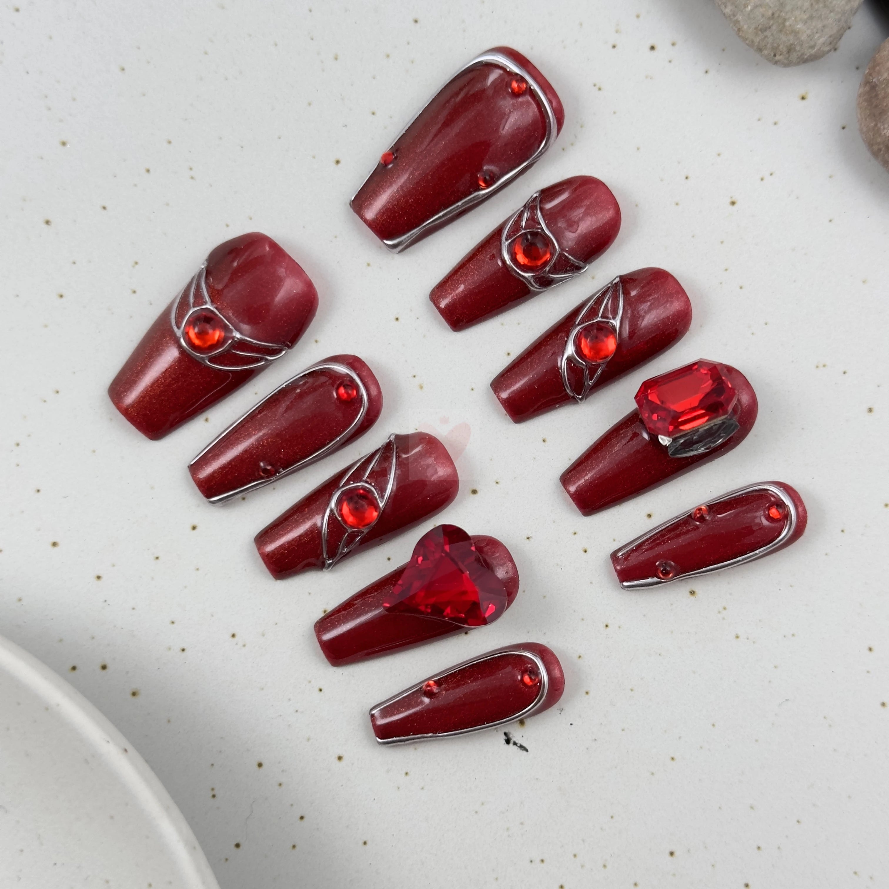 Ruby Elegance - Dress For Nails - Press On Nails