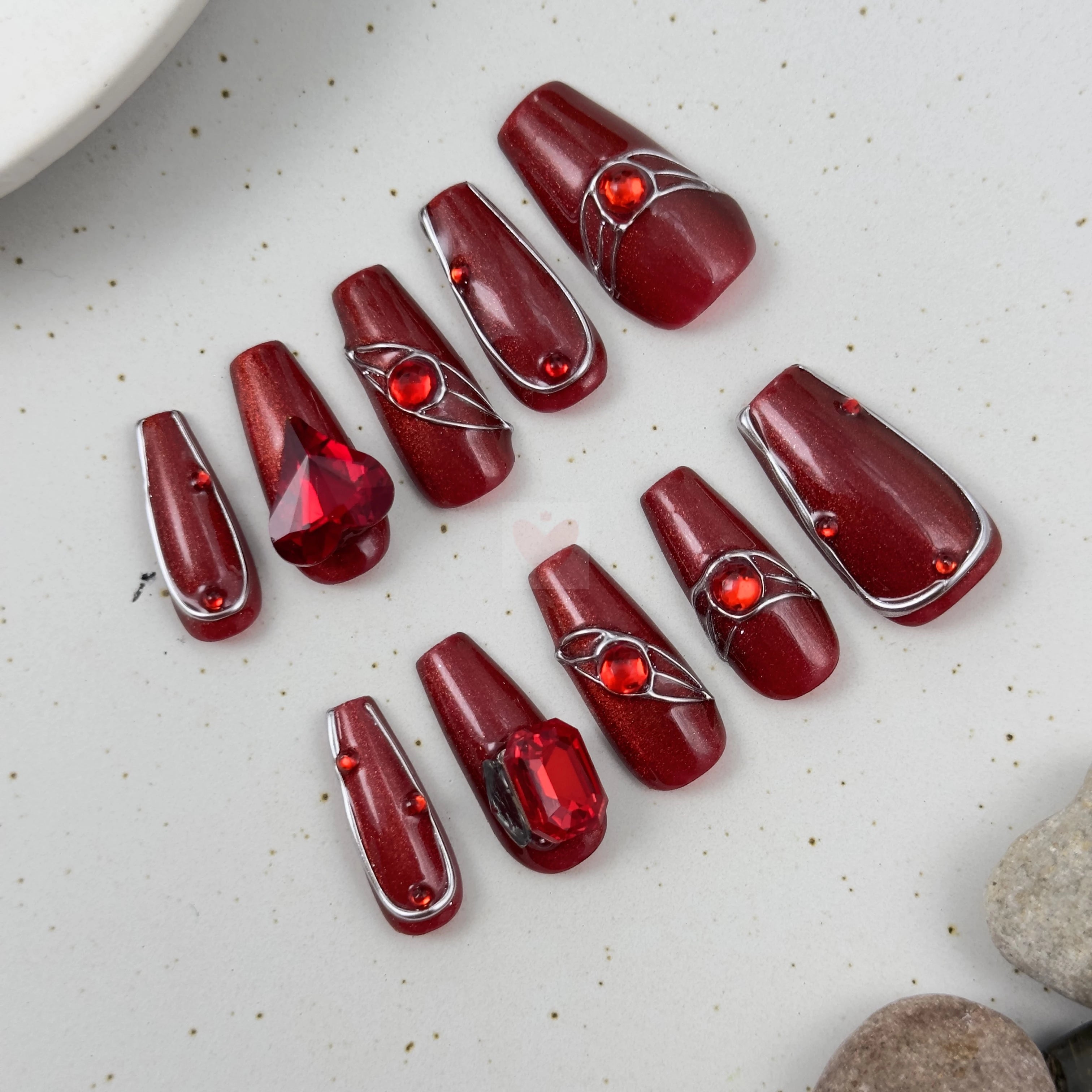 Ruby Elegance - Dress For Nails - Press On Nails