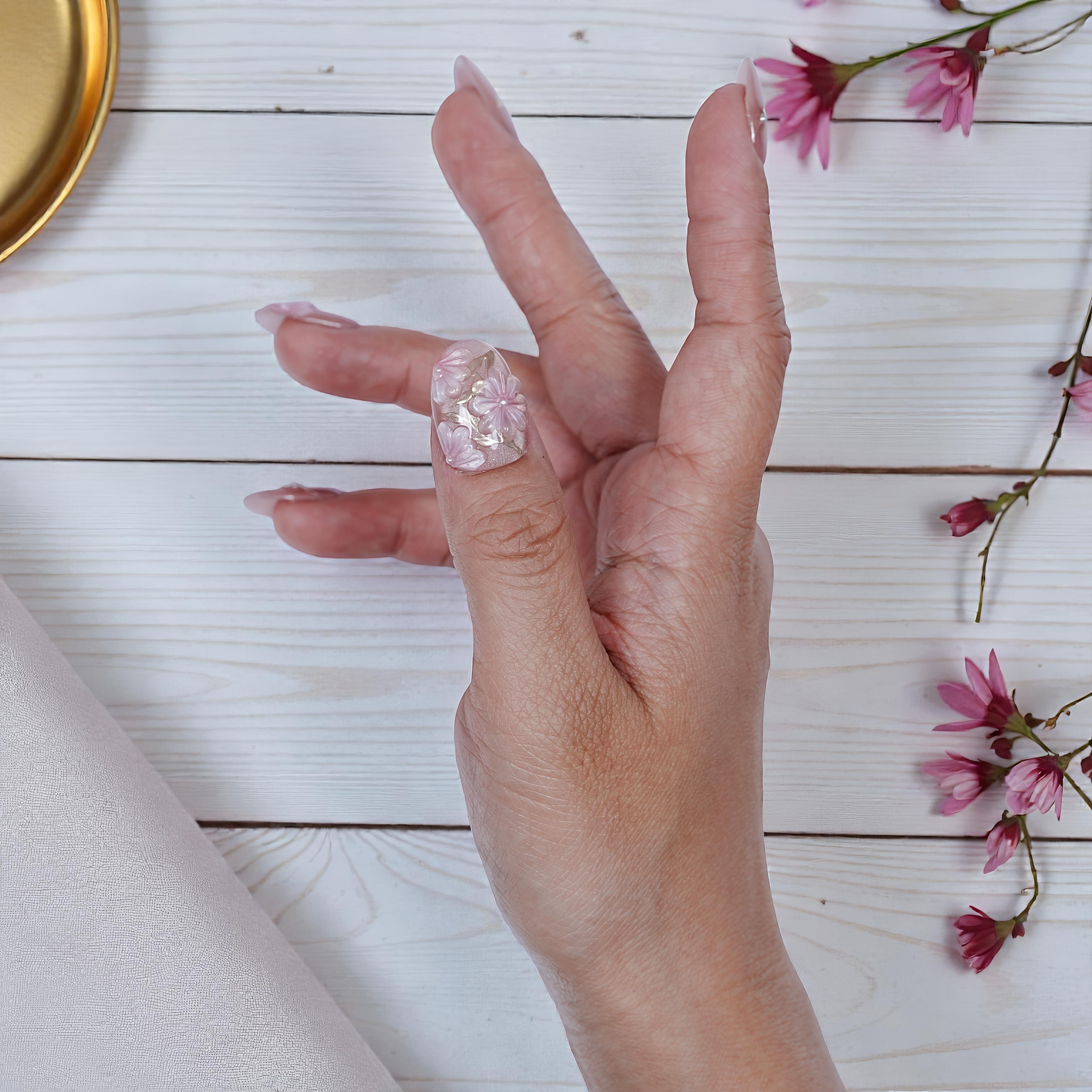 Top view of the full nail set laid out on soft fabric