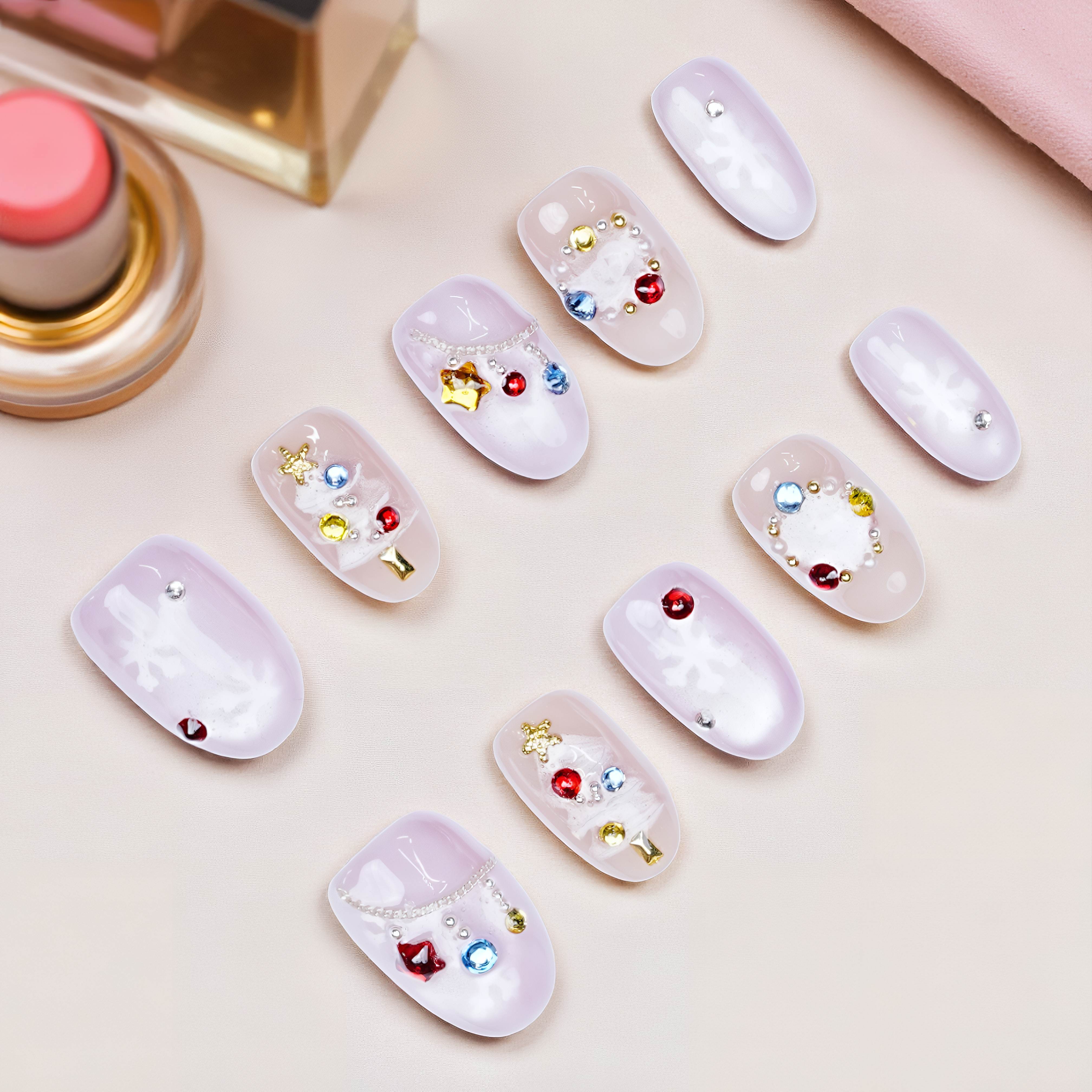 Frosted Garland Press On Nails