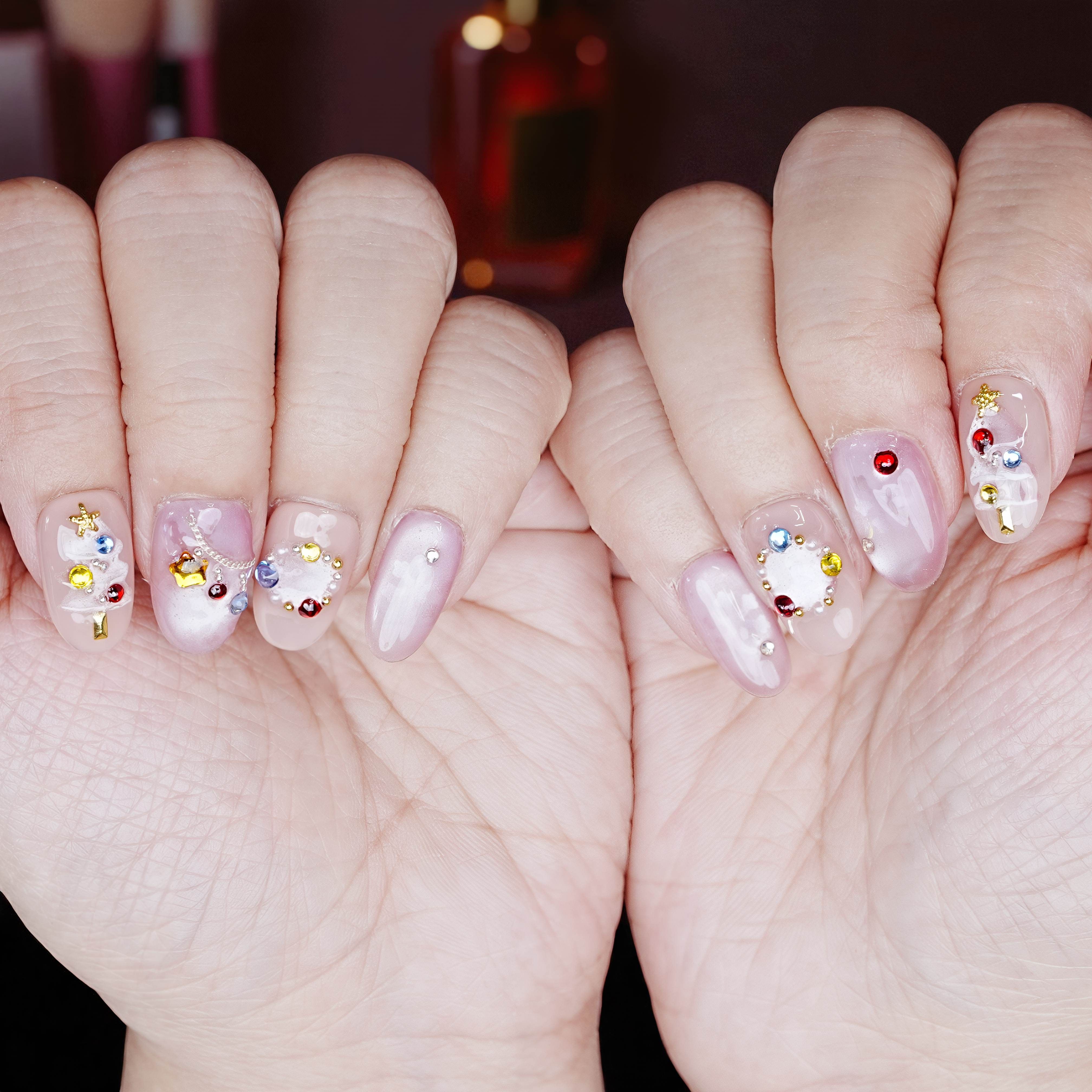 Frosted Garland Press On Nails