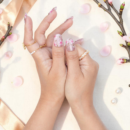 DSC00018 close up of painted cherry blossoms on sakura press on nails