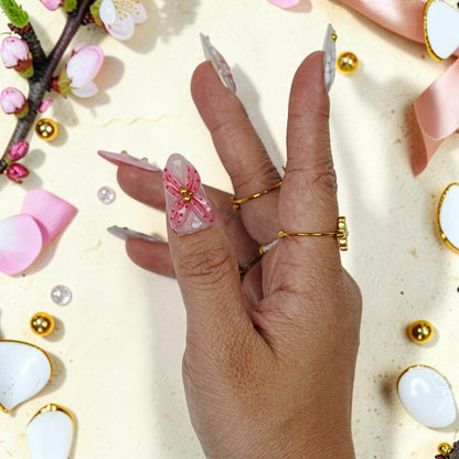 DSC00031 pink and lilac fairy press on nails with 3D butterfly wings