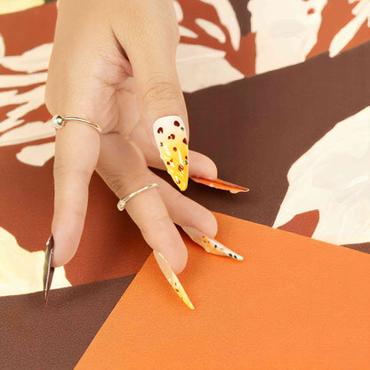 side angle view of australian press on nails with heart and 3D elements