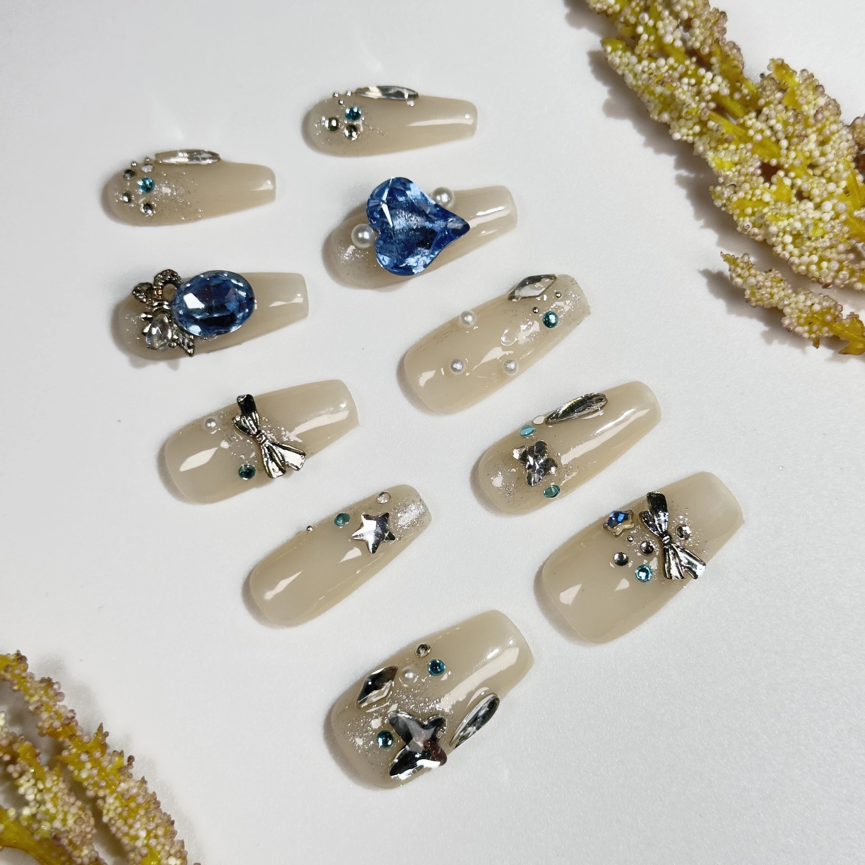 Peachy Blue Gem - Dress For Nails - Press On Nails