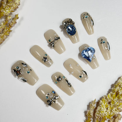 Peachy Blue Gem - Dress For Nails - Press On Nails