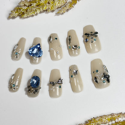 Peachy Blue Gem - Dress For Nails - Press On Nails
