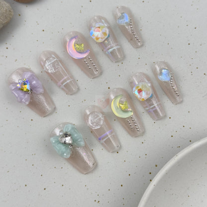 Pink Dreamscape - Dress For Nails - Press On Nails